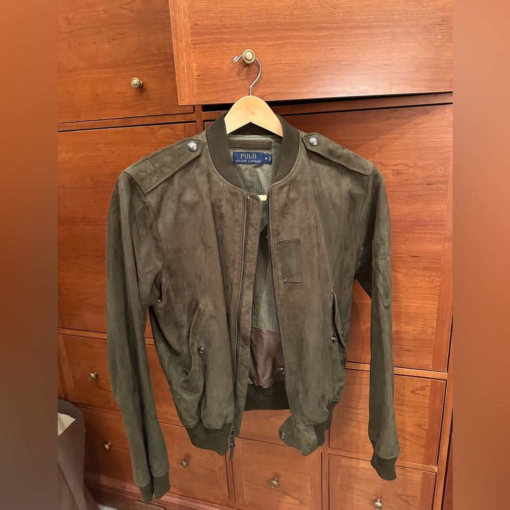 POLO RALPH LAUREN suede green bomber jacket